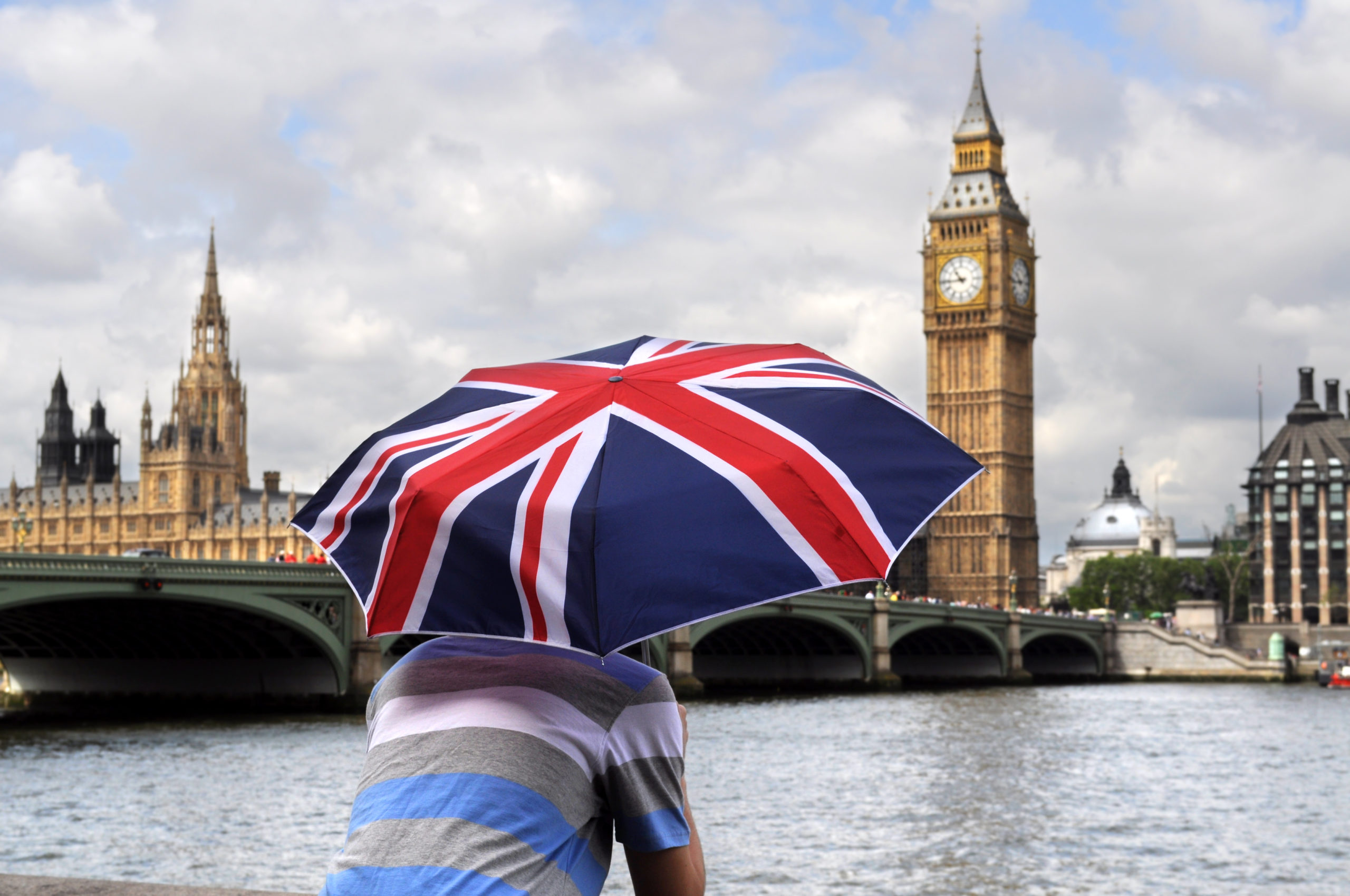 student abroad in the uk with an umbrella