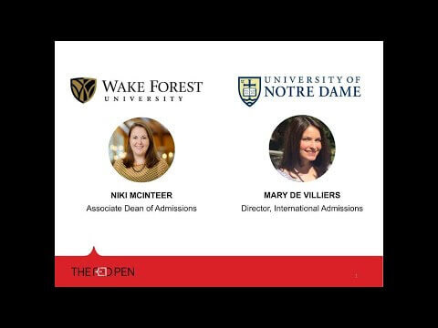 Webinar: Live Chat with Admissions - University of Notre Dame and Wake Forest University