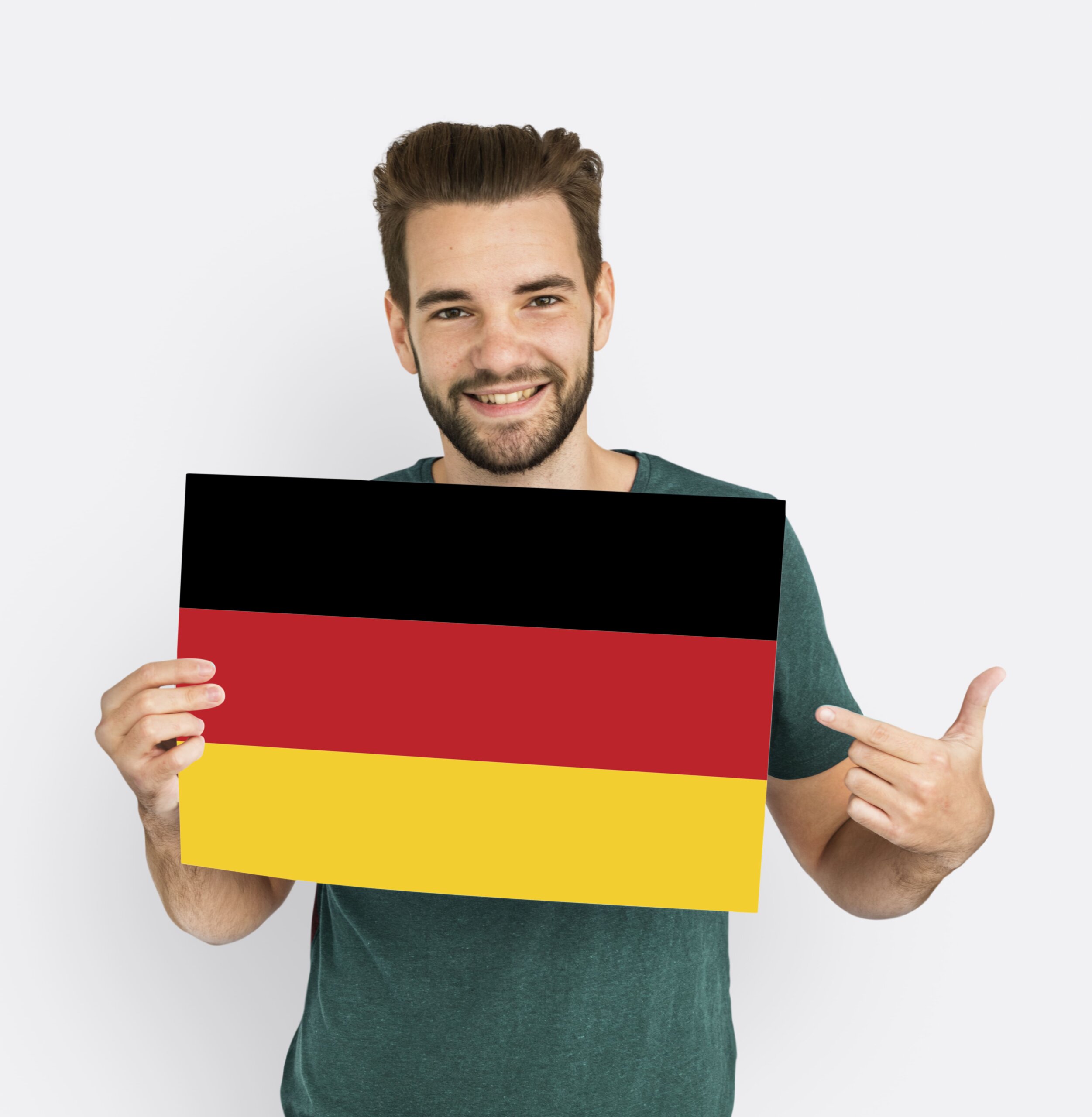 Man hands hold germany deutschland flag patriotism